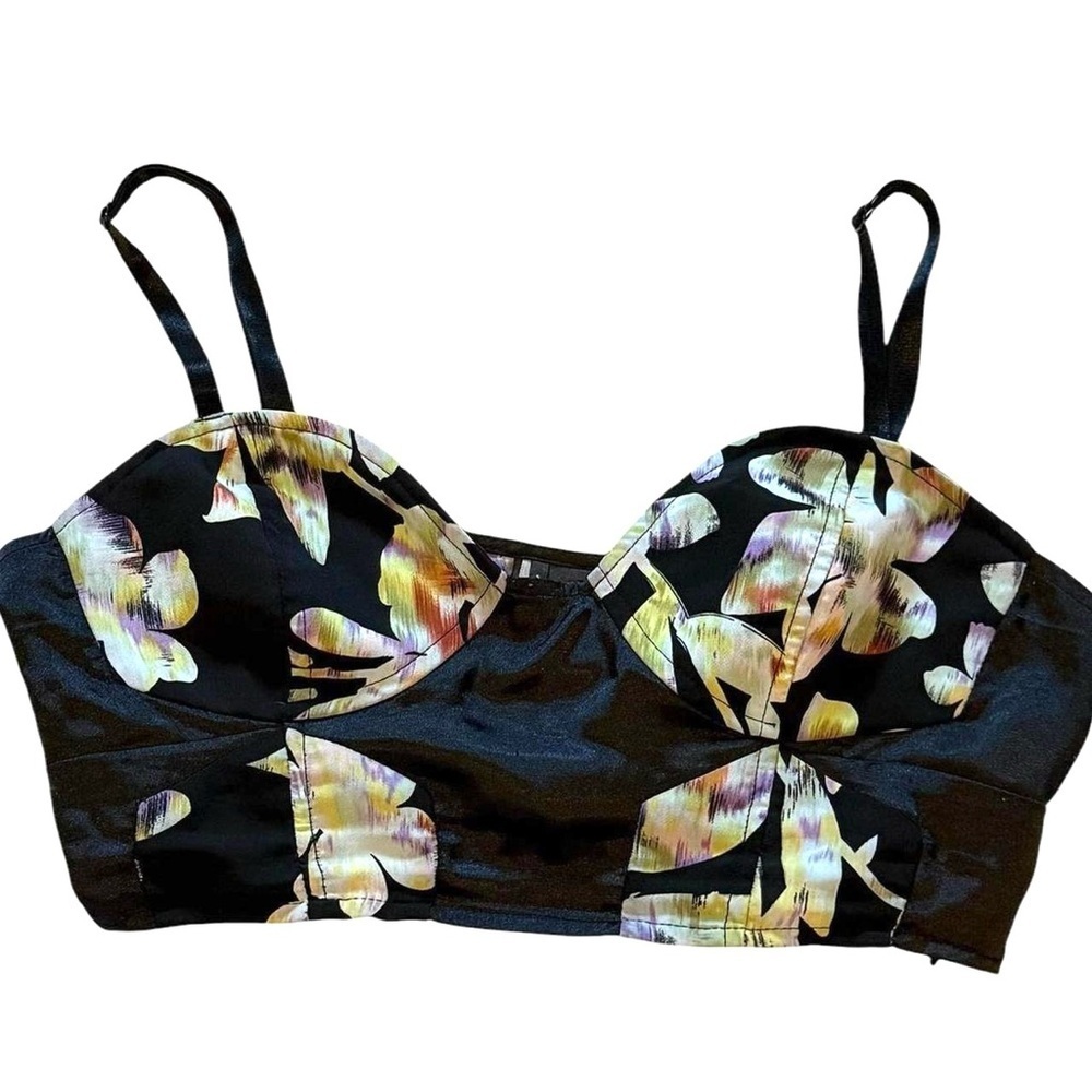 Sparkle & Fade Black Floral Crop Top